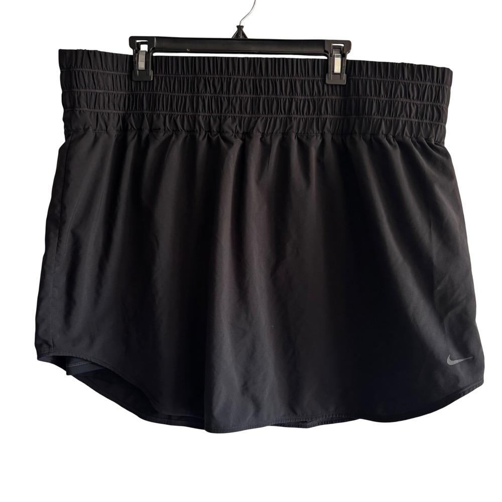 Nike Dri-FIT Black Running Skort High Rise Smocked Waist Plus Size 2X Tennis EUC